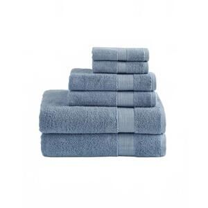 NEW UNDER THE CANOPY classic organic cotton 6-piece bath sheet set in chambray